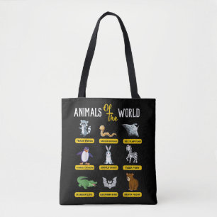 Tiere Der Welt Lustige Tier-Echte Namen Tasche