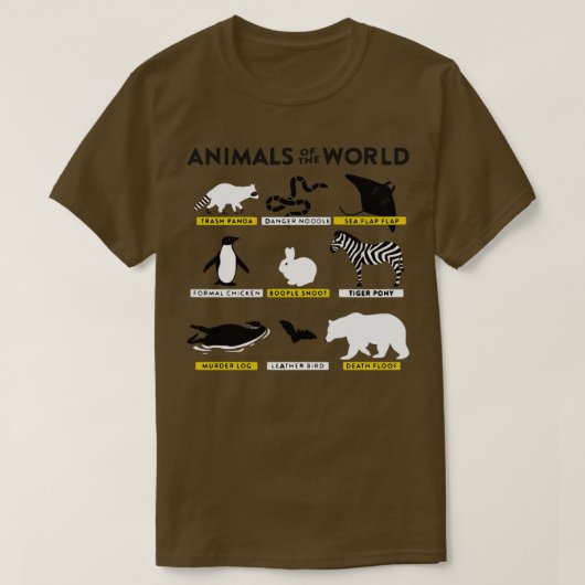 Tiere der Welt und wie sie genannt werden T-Shirt (Design vorne)