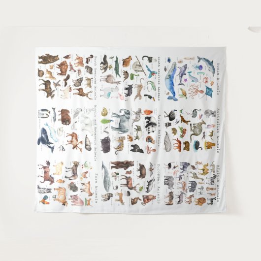 Tiere der Welt | Unterrichtsraum Wandteppich (Vorderseite (Horizontal))