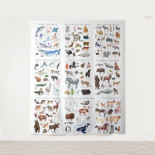 Tiere der Welt | Unterrichtsraum Wandteppich (Vorderseite)