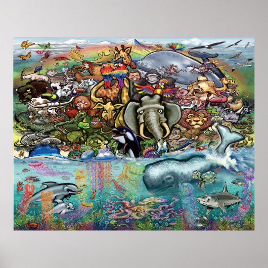 Tiere des Landes und des Meeres Poster (Vorne)