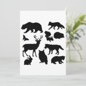 Tiere des Waldes, wild lebende Tiere Dankeskarte (Stehend Vorderseite)