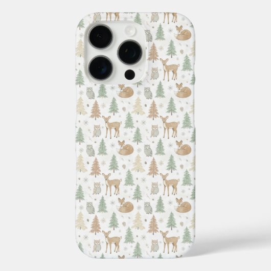 Tiere des Winterwaldes nahtloses Muster Case-Mate iPhone Hülle (Rückseite)