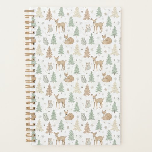 Tiere des Winterwaldes nahtloses Muster Planer (Vorderseite)