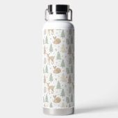 Tiere des Winterwaldes nahtloses Muster Trinkflasche (Rückseite)