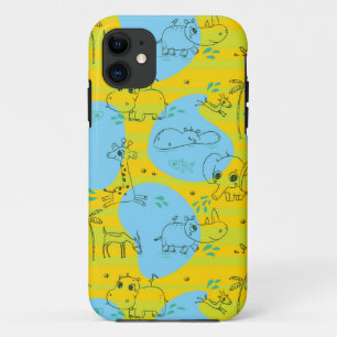 Tiere, die Babymusterhintergrund spielen iPhone 11 Hülle