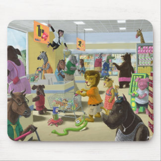 Tiere, die ihr Einkaufen an einem Supermarkt tun Mousepad