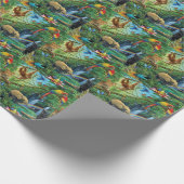 Tiere, die zusammen leben, werfen Kissen Geschenkpapier (Ecke)