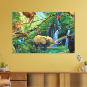 Tiere, die zusammen leben, werfen Kissen Leinwanddruck (Insitu (Wohnzimmer))