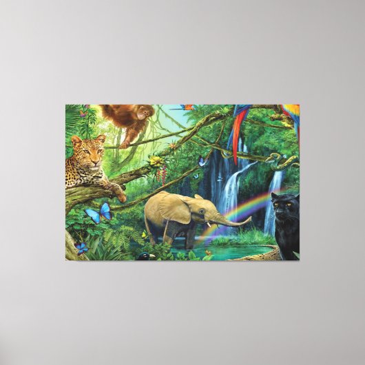 Tiere, die zusammen leben, werfen Kissen Leinwanddruck (Vorderseite)