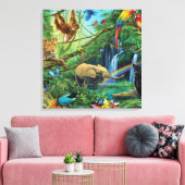 Tiere, die zusammen leben, werfen Kissen Leinwanddruck (Insitu (Wohnzimmer))