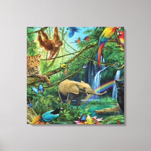 Tiere, die zusammen leben, werfen Kissen Leinwanddruck (Vorderseite)