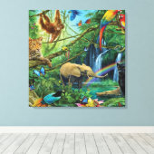 Tiere, die zusammen leben, werfen Kissen Leinwanddruck (Insitu (Holzboden))