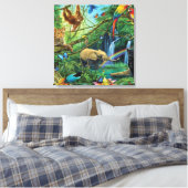 Tiere, die zusammen leben, werfen Kissen Leinwanddruck (Insitu (Schlafzimmer))