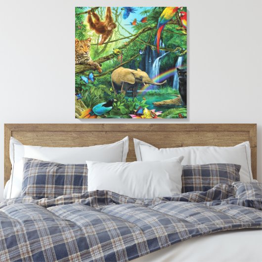 Tiere, die zusammen leben, werfen Kissen Leinwanddruck (Insitu (Schlafzimmer))