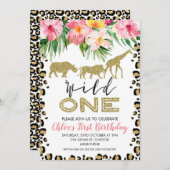 Tiere drucken Safari Wild Ein Geburtstag Einladung (Vorne/Hinten)
