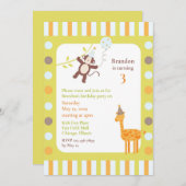 Tiere Einladung zur Geburtstagsparty (Vorne/Hinten)