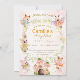 Tiere Fairy Birthday Party Einladung