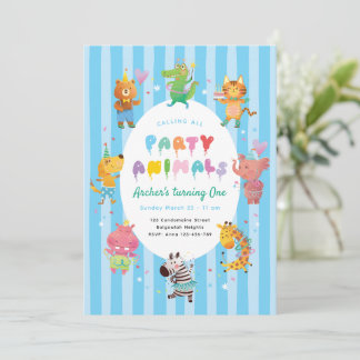 Tiere feiern Party, Kinder-Tier-Themenparty Einladung