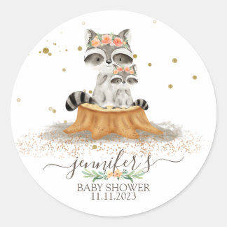 Tiere Fur Raccoon Familie Gefallen Runder Aufkleber