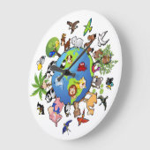 Tiere für Weltfrieden - runde Uhr (Winkel)