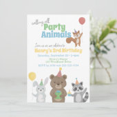 Tiere Geburtstagsfeier Einladung (Stehend Vorderseite)