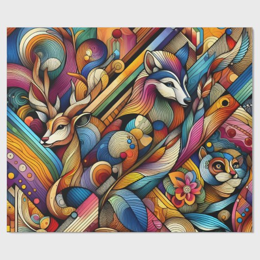 Tiere geometrisch repräsentiert moderne Kunst Geschenkpapier (Flach)