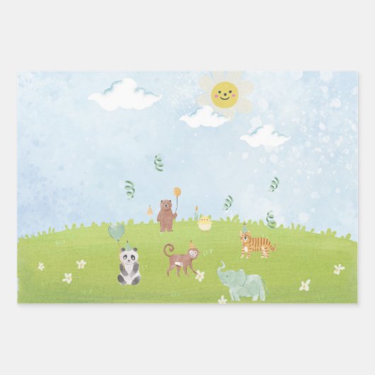 Tiere Geschenkpapier Set (Vorderseite)