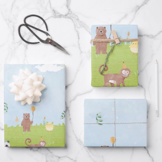 Tiere Geschenkpapier Set (Vorderseite)