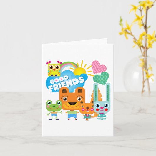Tiere Gute Freunde Karte (Gelbe Blume)