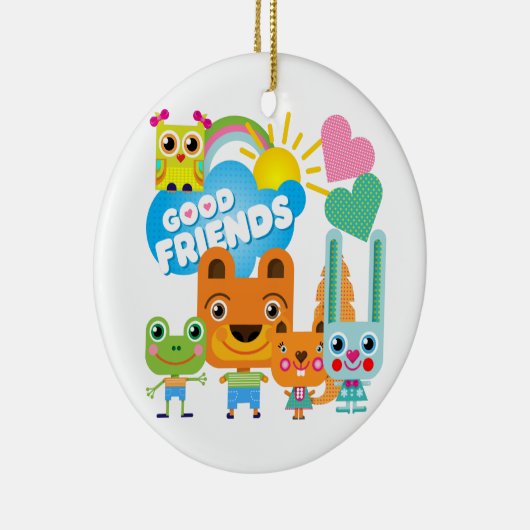Tiere Gute Freunde Keramik Ornament (Rechts)