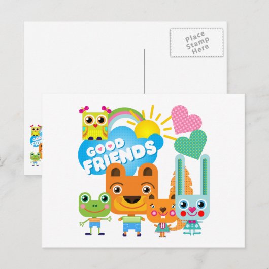 Tiere Gute Freunde Postkarte (Vorne/Hinten)