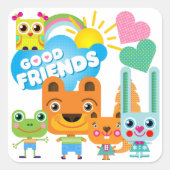 Tiere Gute Freunde Quadratischer Aufkleber (Vorderseite)