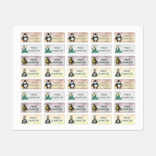 Tiere Heroes wasserdichte Kinder Name Kleidung Etiketten (Blatt)