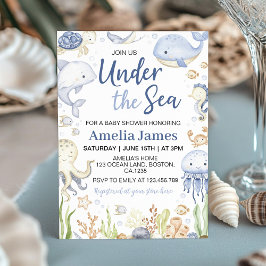 Tiere im blauen Ozean unter der Sea Baby Dusche Einladung