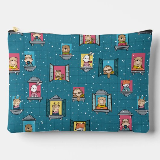 Tiere im Fenster Zubehörtasche (Vorderseite)