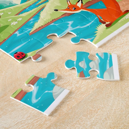 Tiere im Holz. Cartoonlandschaft Puzzle (Seite)