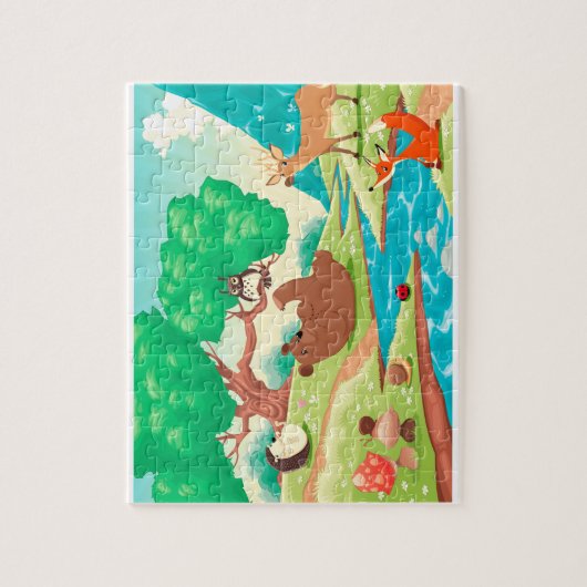 Tiere im Holz. Cartoonlandschaft Puzzle (Vertikal)