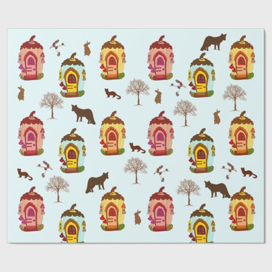 Tiere im Muster Wrapping Paper Geschenkpapier (Flach)