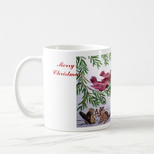 Tiere im Schneeweihnachten Kaffeetasse (Links)