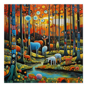 Tiere im Wald Poster