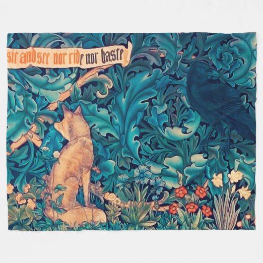 Tiere im Wald, William Morris Fleece Blank (Vorderseite (Horizontal))