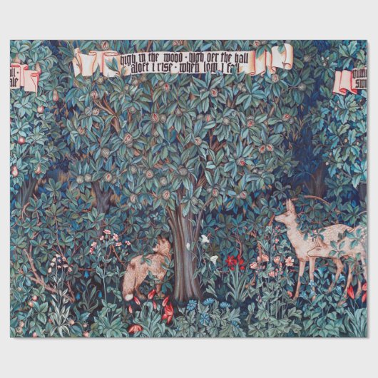 Tiere im Wald, William Morris Geschenkpapier (Flach)