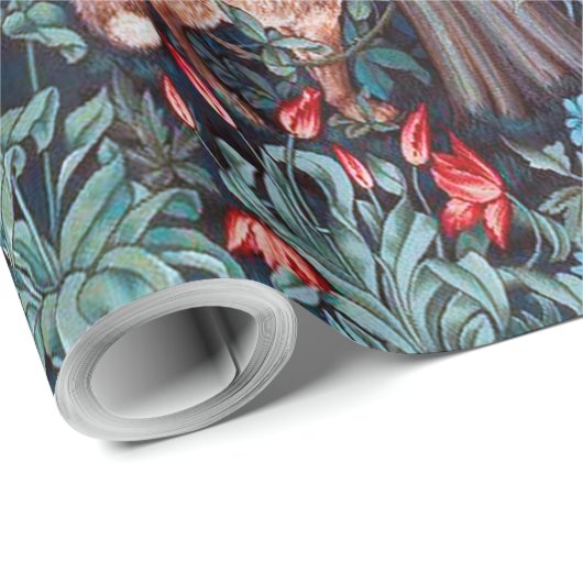 Tiere im Wald, William Morris Geschenkpapier (Rolleneckpunkt)