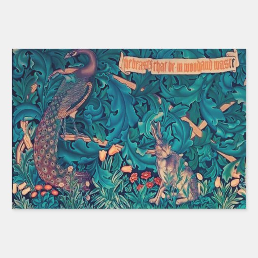 Tiere im Wald, William Morris Geschenkpapier Set (Vorderseite)
