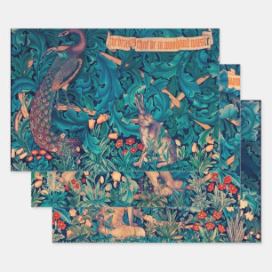 Tiere im Wald, William Morris Geschenkpapier Set