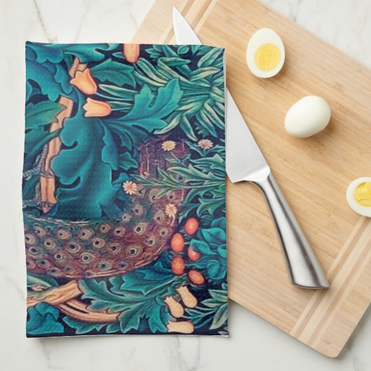 Tiere im Wald, William Morris Geschirrtuch (Viertel Falte)