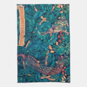 Tiere im Wald, William Morris Geschirrtuch (Vertikal)