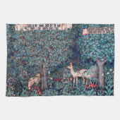 Tiere im Wald, William Morris Geschirrtuch (Horizontal)