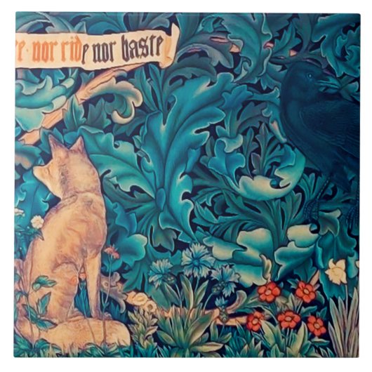 Tiere im Wald, William Morris Keramikfliese (Vorderseite)